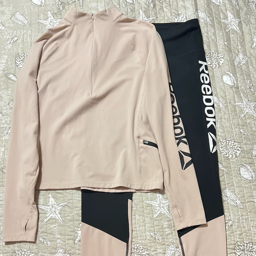 Reebok Half Zip Shirt and Legging Set